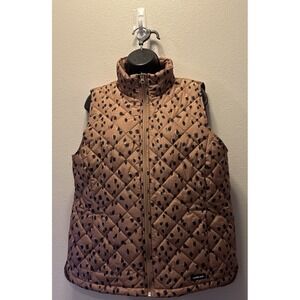 Lands' End Cheetah print Quilted‎ Down Puffer Vest Women's Medium